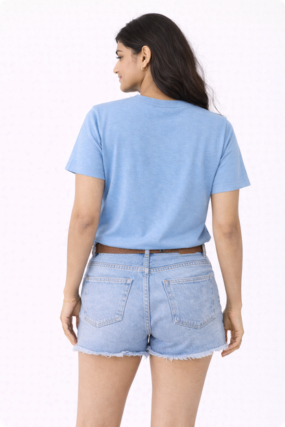 Sky Blue Bio-Washed 100% Cotton Super Combed T-Shirt (180 GSM) | Premium Quality | Soft & Breathable