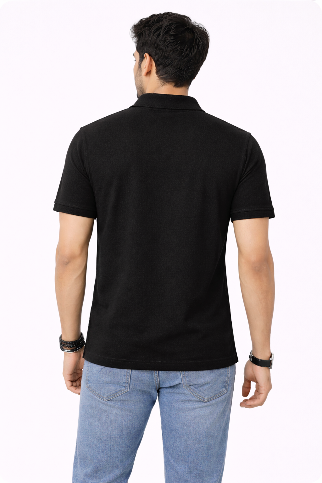 Men’s Black Cotton Matty Polo T-Shirt | Premium Piqué Fabric | Classic Fit | Half Sleeve Polo