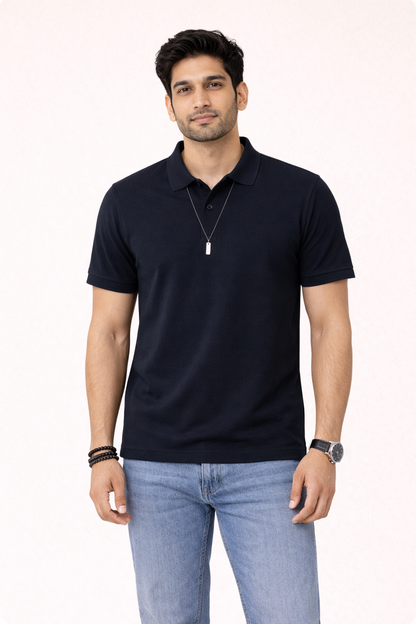 Navy Blue Honey Combo Men’s Polo T-Shirt Pack | 100% Cotton Super Combed | Premium Matty Fabric | Regular Fit