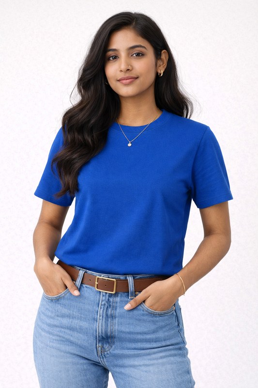 Royal Blue Bio-Washed 100% Cotton Super Combed T-Shirt (180 GSM) | Premium Quality | Soft & Breathable