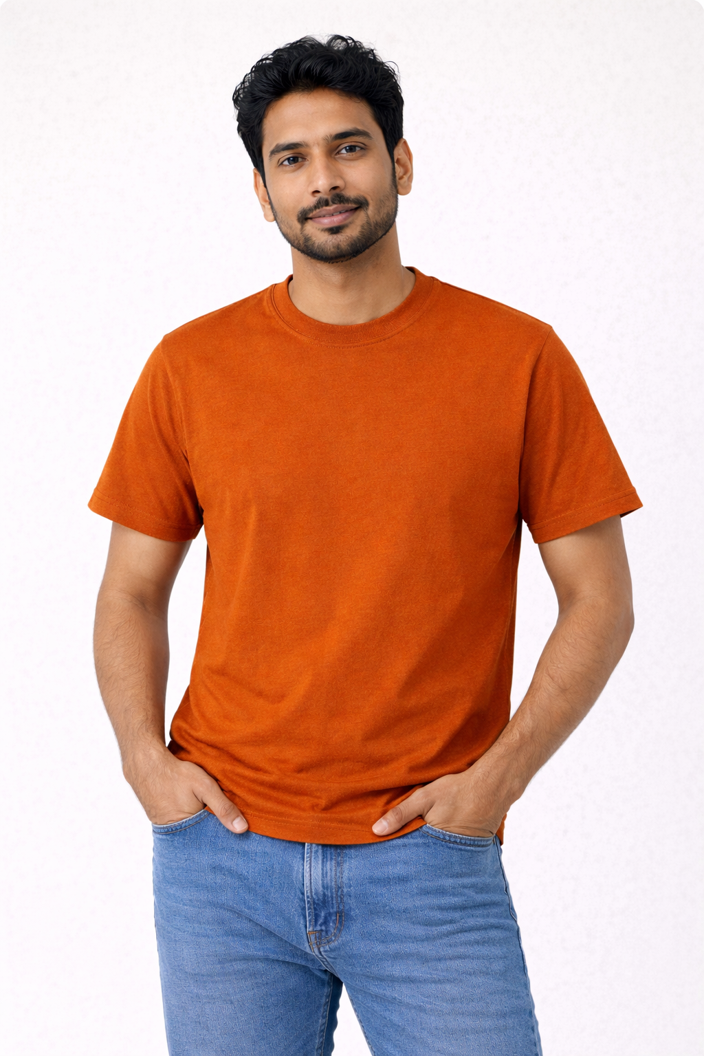 Orange Bio-Washed 100% Cotton Super Combed T-Shirt (180 GSM) | Premium Quality | Soft & Breathable