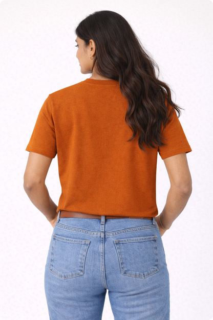 Orange Bio-Washed 100% Cotton Super Combed T-Shirt (180 GSM) | Premium Quality | Soft & Breathable