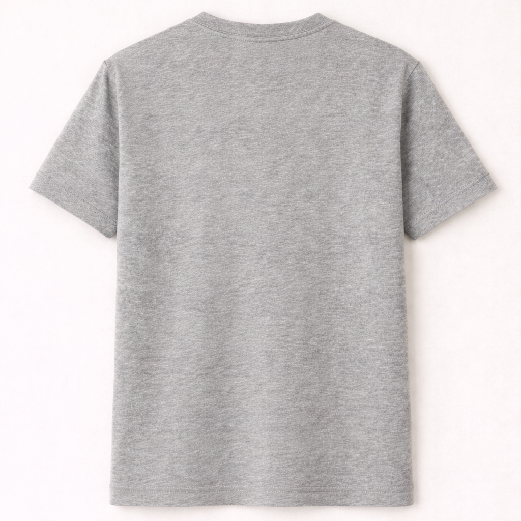 Grey Bio-Washed 100% Cotton Super Combed T-Shirt (180 GSM)Soft & Breathable