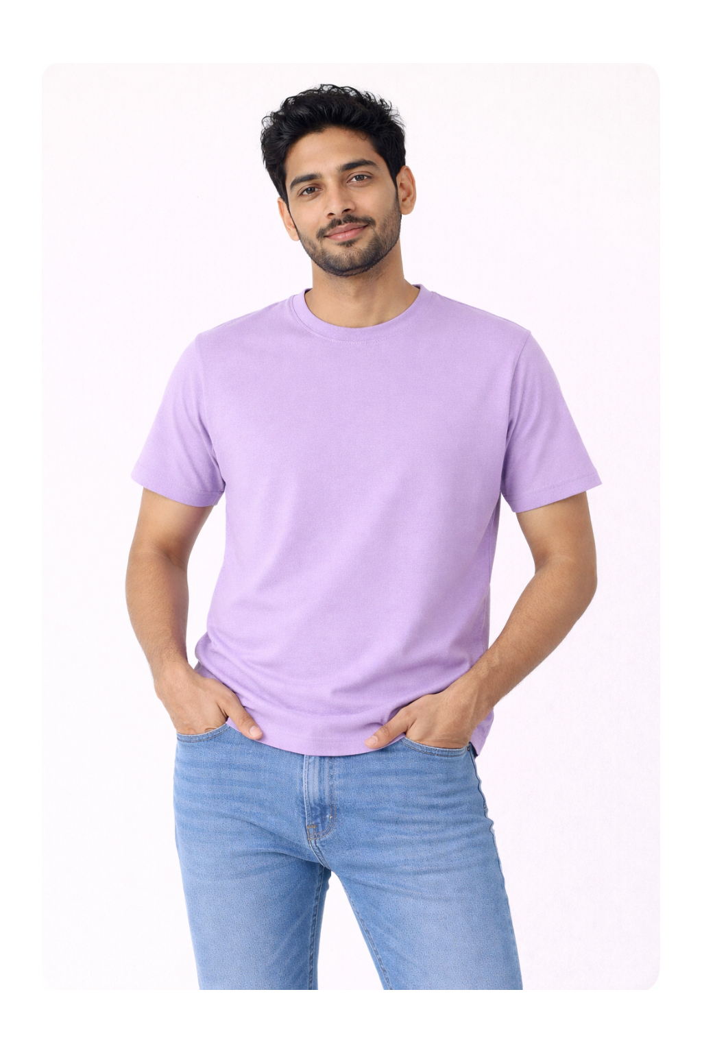 Lavender Bio-Washed 100% Cotton Super Combed T-Shirt (180 GSM)