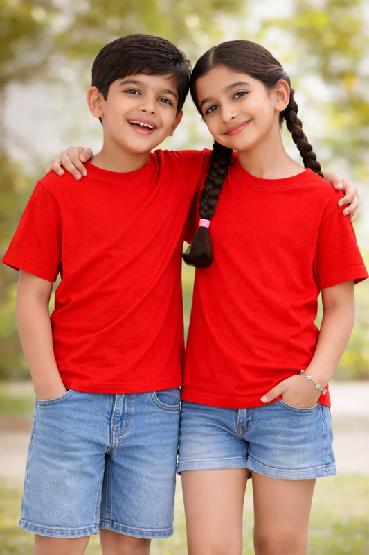 Red - Kids Premium Cotton T-Shirt – 180 GSM Super Combed | Soft, Durable & Everyday Comfort
