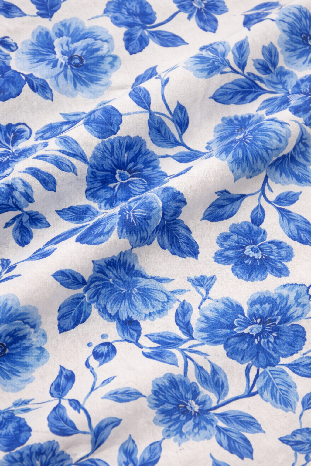 Blue Floral Cotton Blend Kurta Set for Women