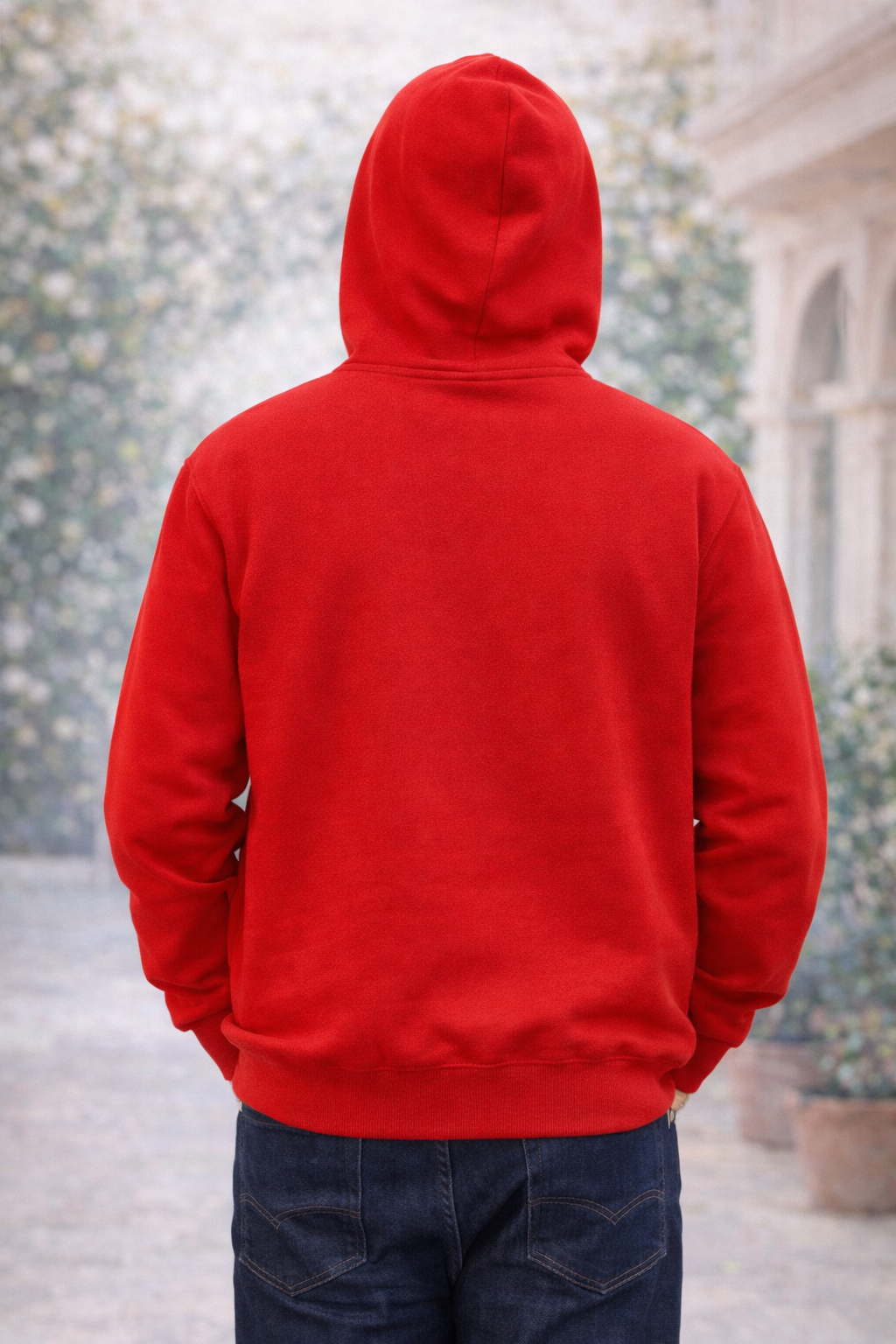 320 GSM Premium Cotton Brushed Loopknit Hoodie | 88% Cotton 12% Polyester | Soft Winter Wear - Red