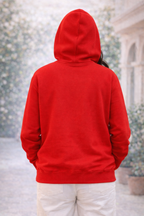 320 GSM Premium Cotton Brushed Loopknit Hoodie | 88% Cotton 12% Polyester | Soft Winter Wear - Red