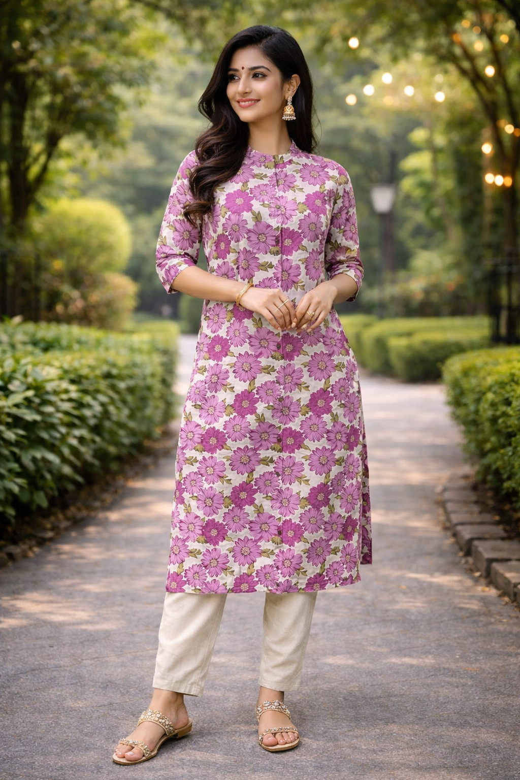 Women Floral Printed Straight Cotton Kurti