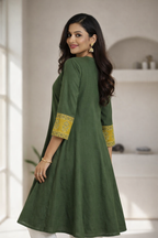 Cotton Ajrakh Natural Dyed Straight One Piece Kurti with Mandarin Collar