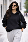 Heavy Oversized Hoodie – 430 GSM Cotton Brushed Loop knit - Black