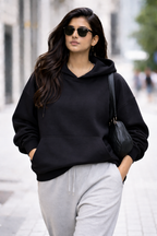 Heavy Oversized Hoodie – 430 GSM Cotton Brushed Loop knit - Black