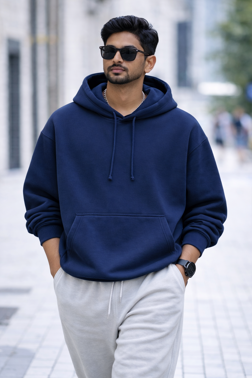 Heavy Oversized Hoodie – 430 GSM Cotton Brushed Loopknit - Navy Blue
