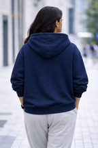 Heavy Oversized Hoodie – 430 GSM Cotton Brushed Loopknit - Navy Blue