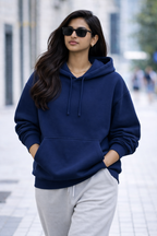 Heavy Oversized Hoodie – 430 GSM Cotton Brushed Loopknit - Navy Blue