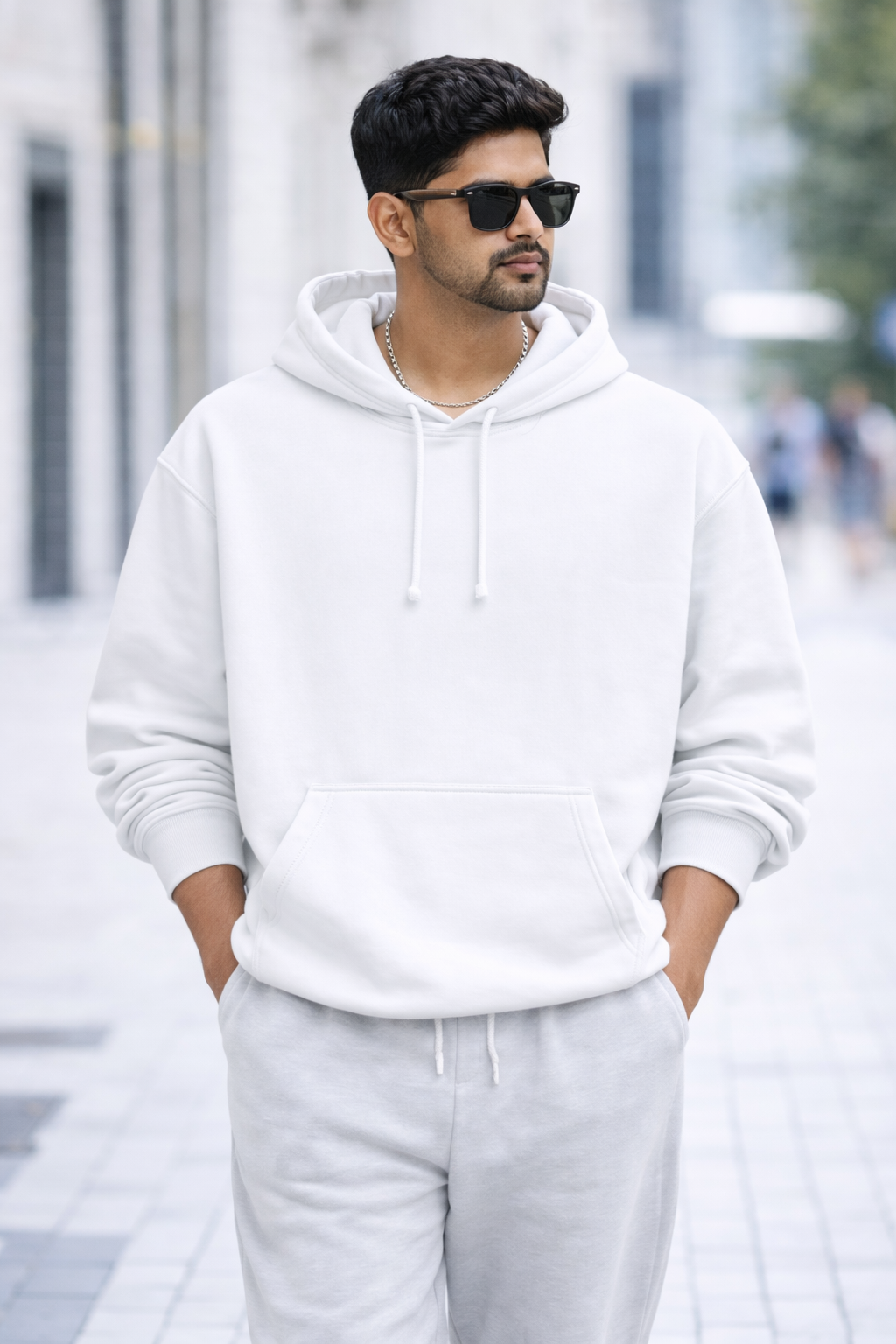 Heavy Oversized Hoodie – 430 GSM Cotton Brushed Loop knit - White
