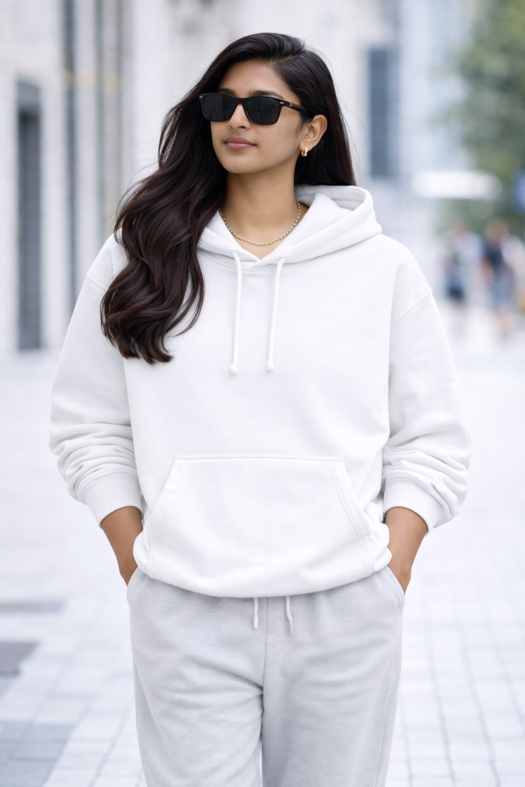 Heavy Oversized Hoodie – 430 GSM Cotton Brushed Loop knit - White