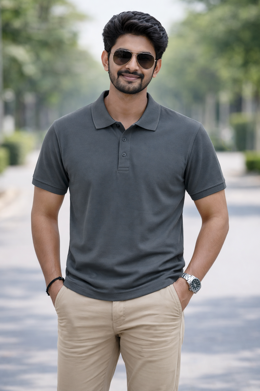 Iron Grey - Premium 100% Combed Compact Cotton Polo T-Shirt | Soft • Durable • Breathable