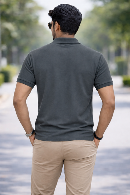 Iron Grey - Premium 100% Combed Compact Cotton Polo T-Shirt | Soft • Durable • Breathable