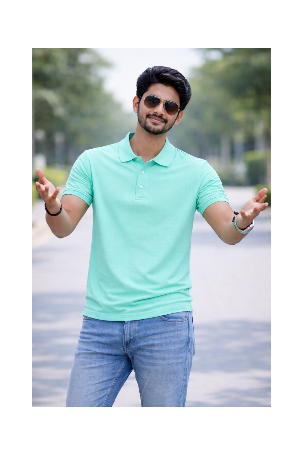 Sea Blue Premium 100% Combed Compact Cotton Polo T-Shirt
