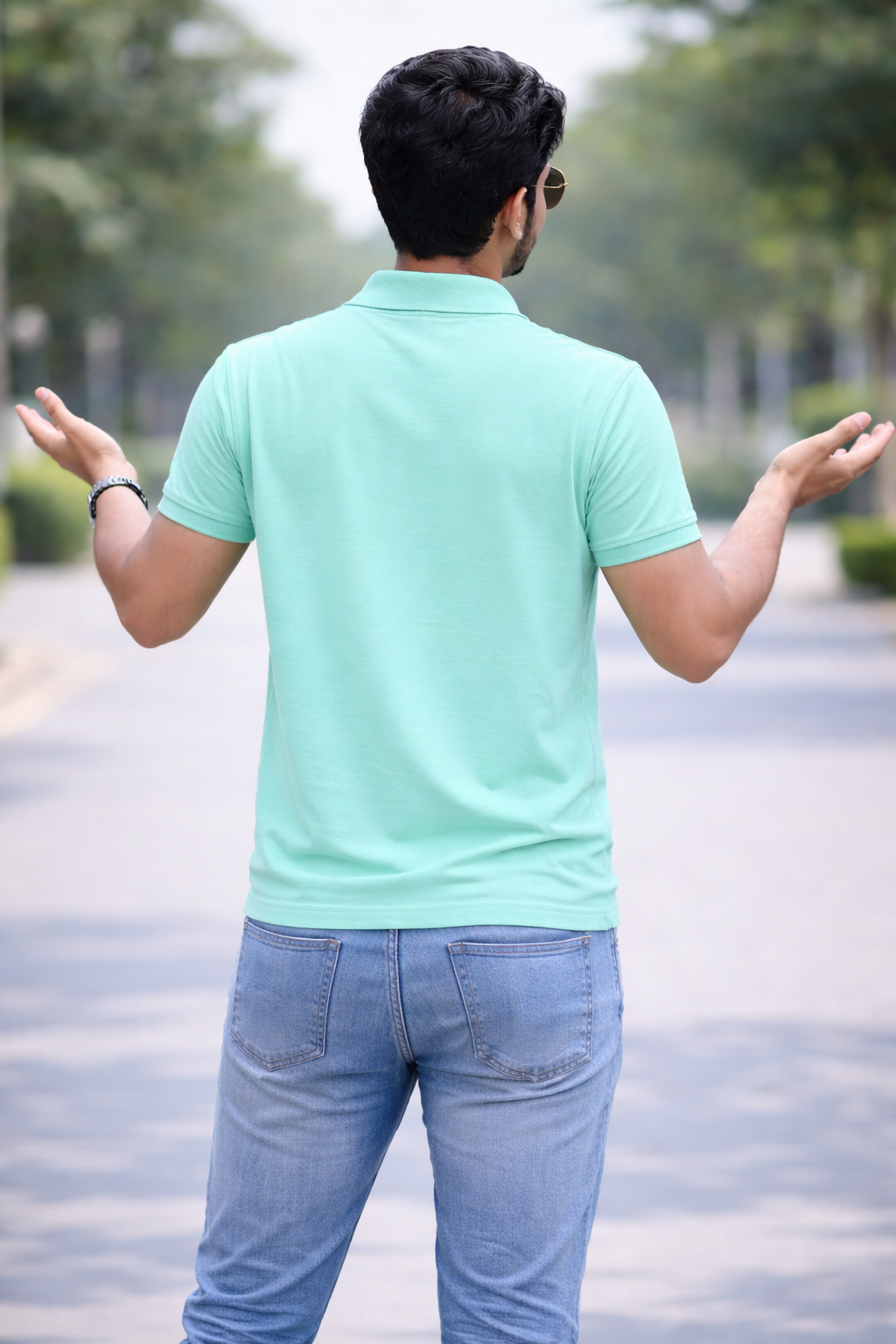 Sea Blue Premium 100% Combed Compact Cotton Polo T-Shirt | Soft • Durable • Breathable