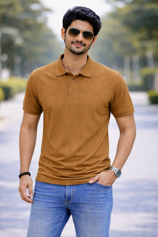Snuff Brown - Premium 100% Combed Compact Cotton Polo T-Shirt | Soft • Durable • Breathable