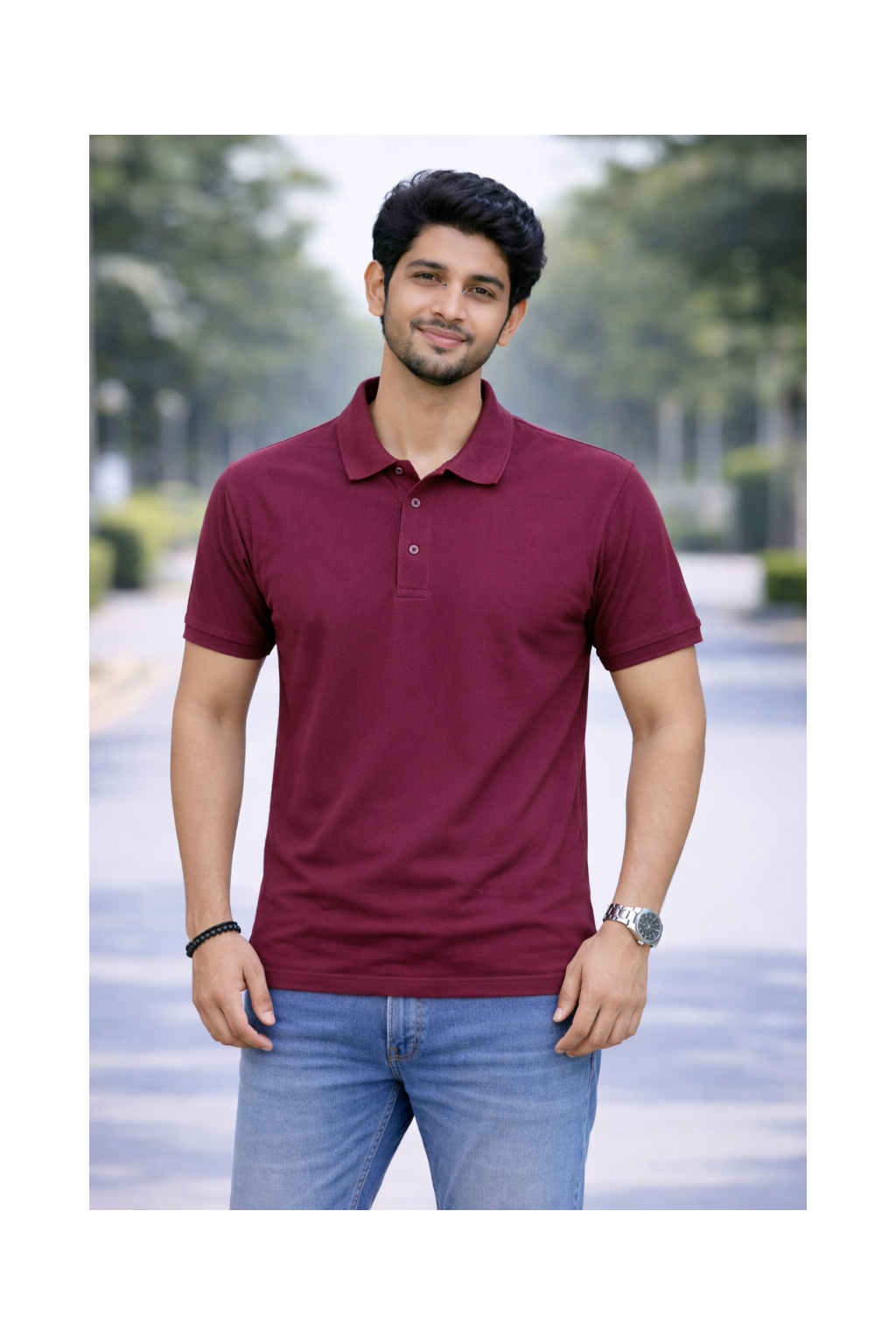 Wine Purple - Premium 100% Combed Compact Cotton Polo T-Shirt