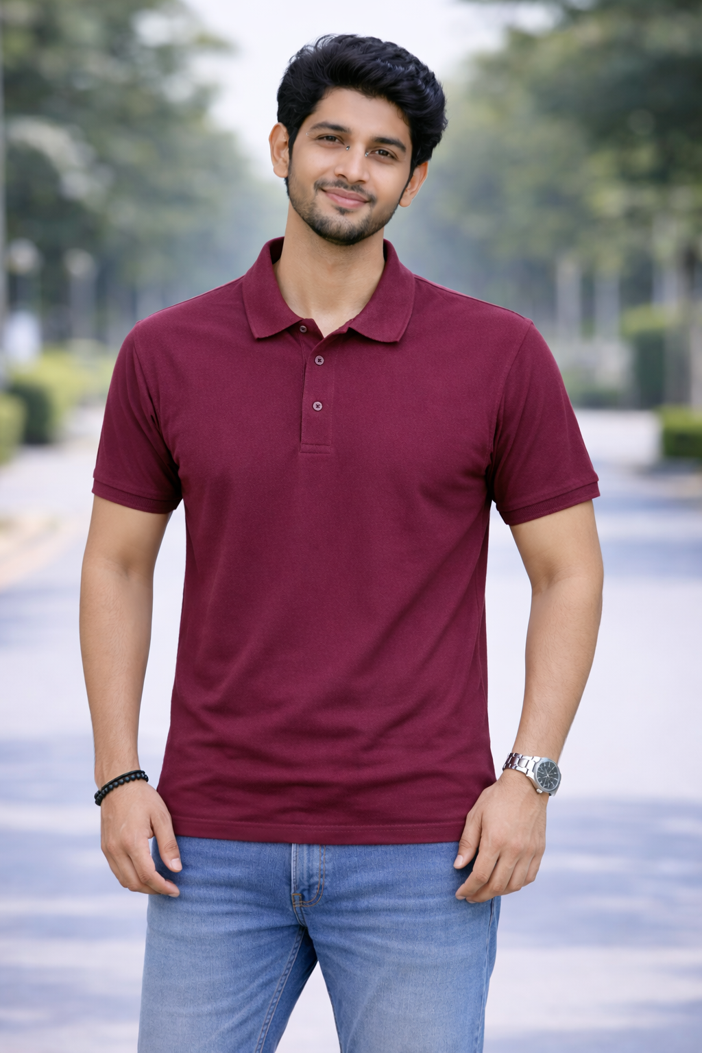 Wine Purple - Premium 100% Combed Compact Cotton Polo T-Shirt | Soft • Durable • Breathable