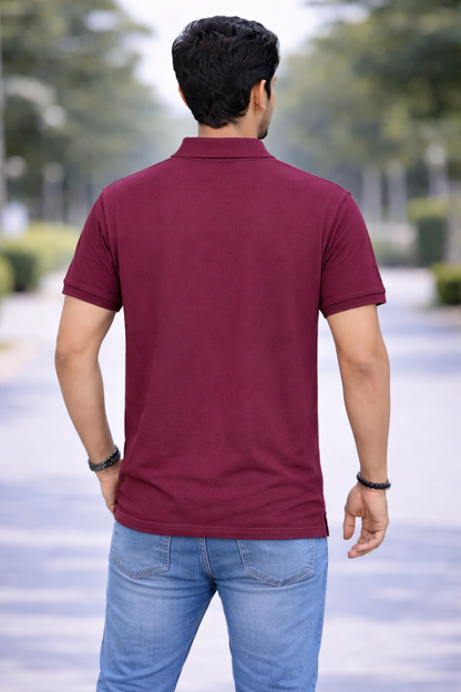 Wine Purple - Premium 100% Combed Compact Cotton Polo T-Shirt | Soft • Durable • Breathable