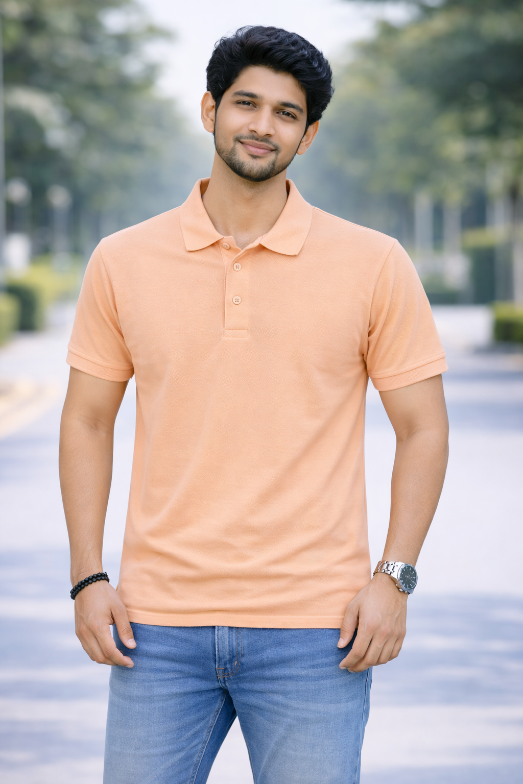 Peach - Premium 100% Combed Compact Cotton Polo T-Shirt | Soft • Durable • Breathable