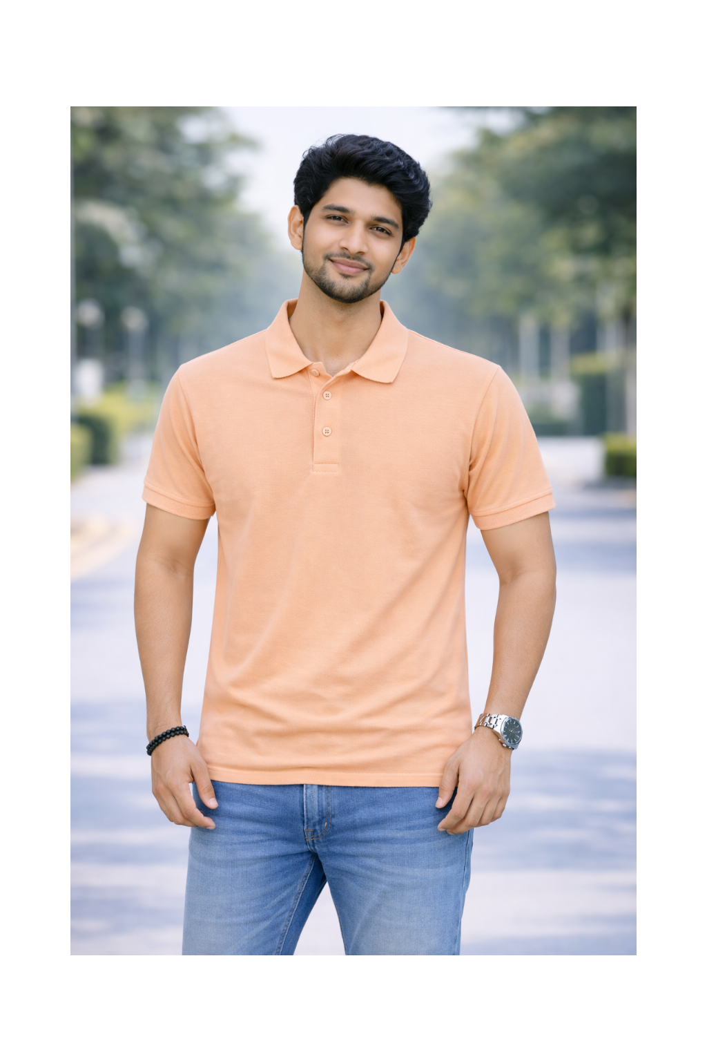 Peach - Premium 100% Combed Compact Cotton Polo T-Shirt