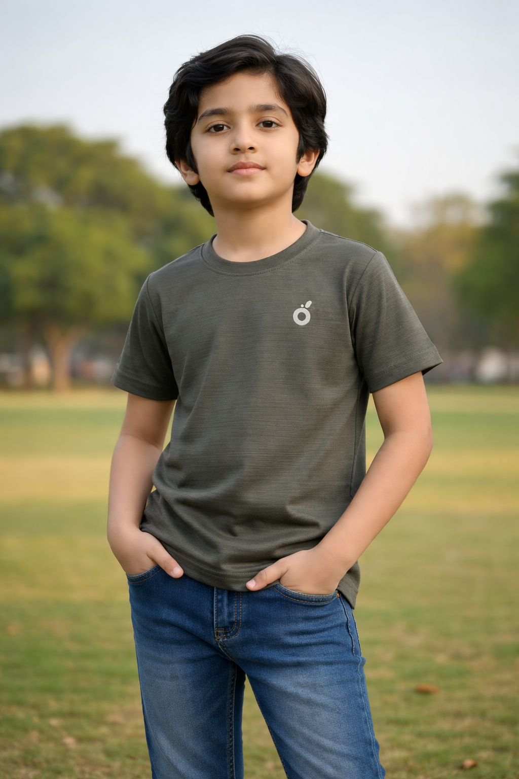 Boys T-Shirt – Forest Olive | Premium Textured Kids Wear