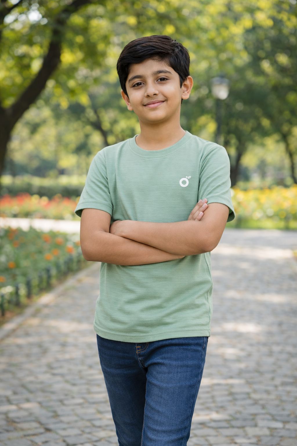 Boys  T-Shirt – Mint Green | Premium Textured Kids Casual Wear