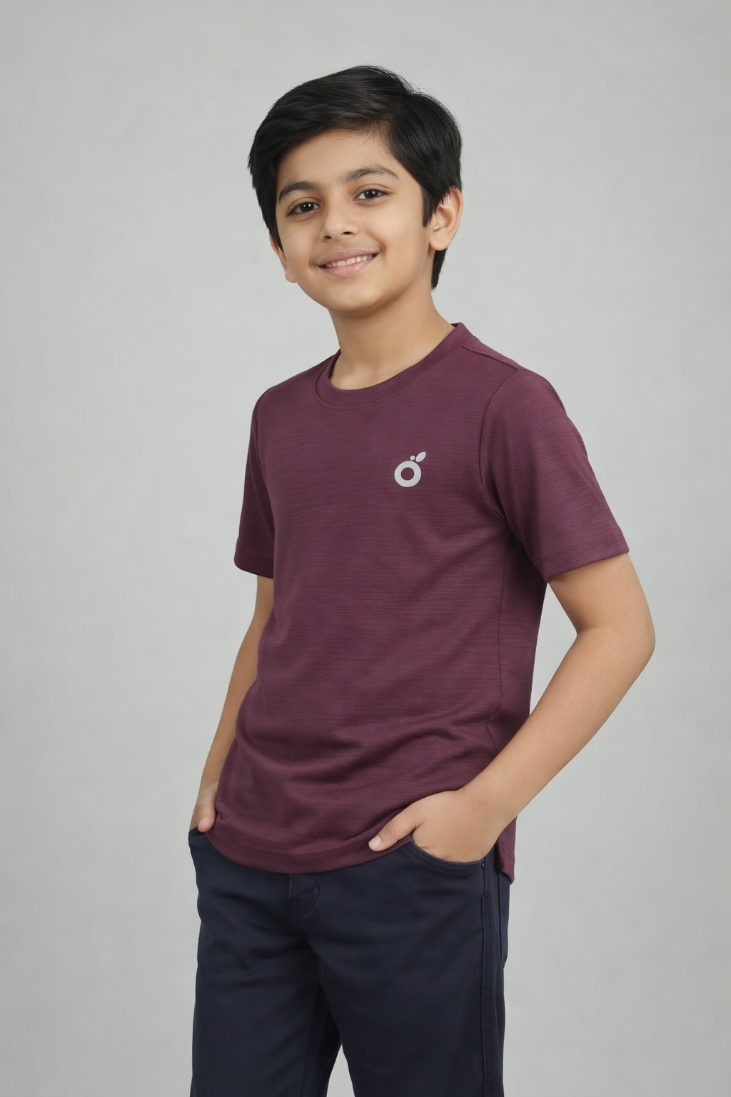 Boys T-Shirt – Burgundy | Premium Textured Kids Casual Wear