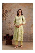 Lemon Floral Pure Cotton Kurta Set