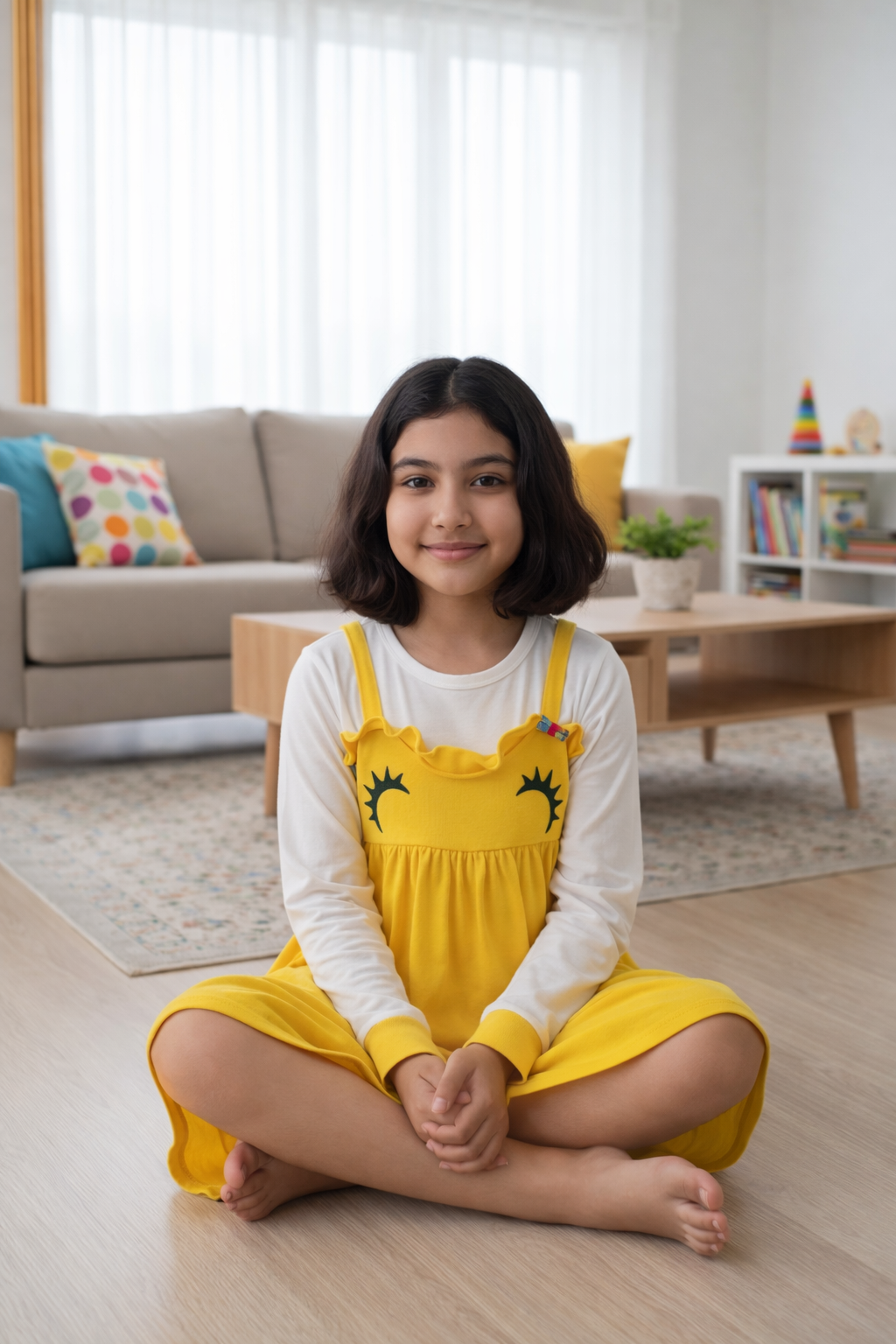 Girls Sunshine Yellow Layered Frock – Valentino & Freelancer Fabric