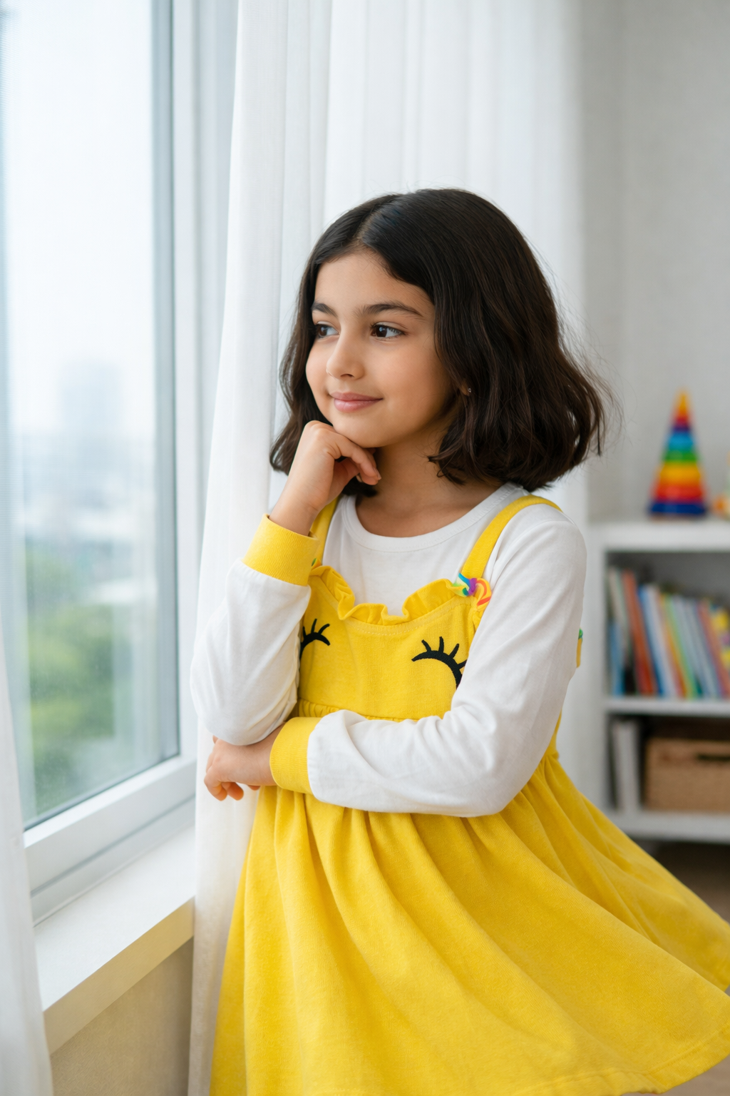 Girls Sunshine Yellow Layered Frock – Valentino & Freelancer Fabric