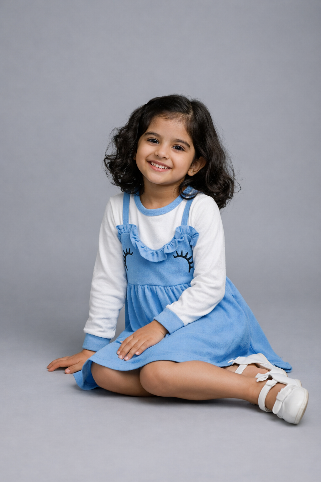 Girls Sky Blue Layered Frock – Valentino & Freelancer Fabric