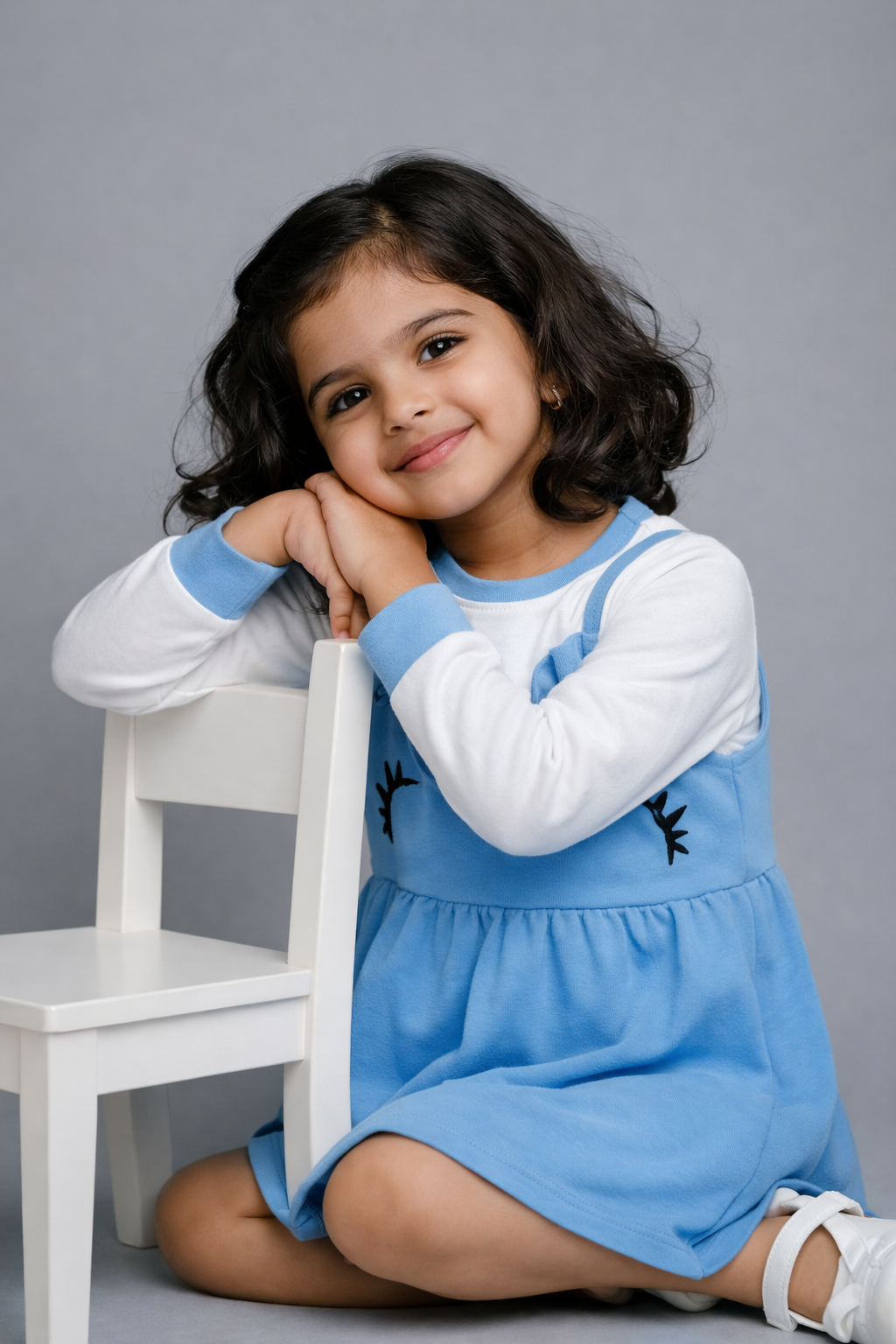 Girls Sky Blue Layered Frock – Valentino & Freelancer Fabric