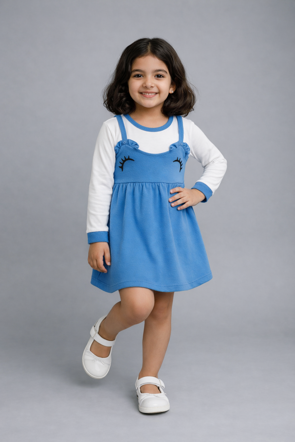 Girls Royal Blue Layered Frock – Valentino & Freelancer Fabric