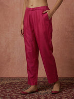 Pink and orange chinnon embroidered Anarkali kurta set