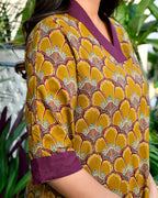 Dark Mustard Printed Kurti & Palazzo Co-ord Set for Women