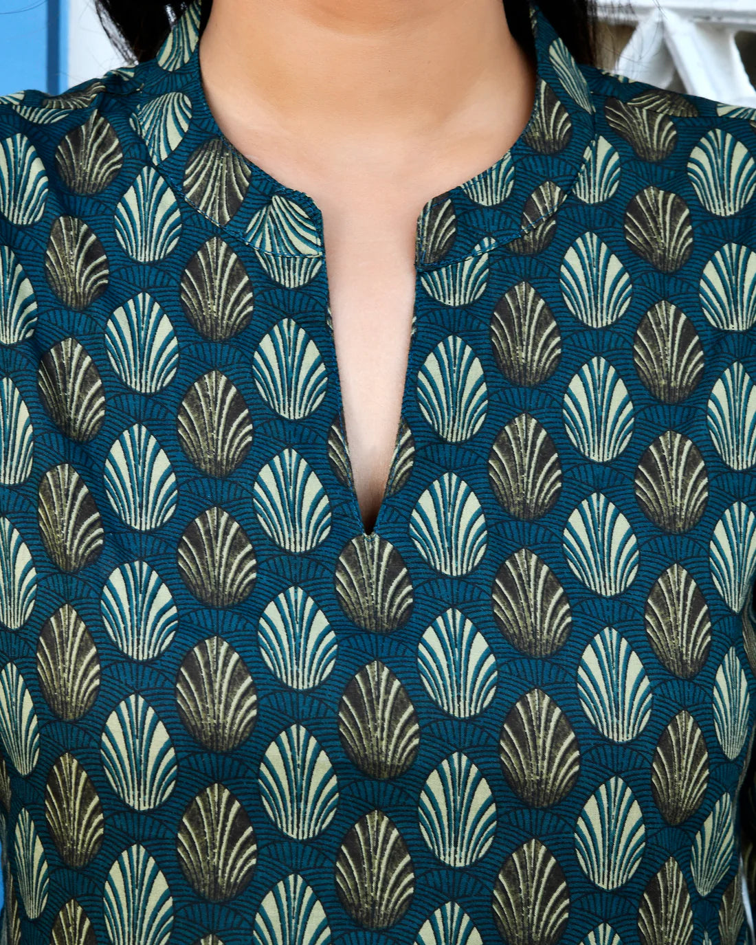 Printed Cotton Dress with Elasticated Back — Elegant Flared Casual Wear with Side Pockets