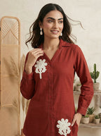 Dark Green Pure Cotton Embroidered Co-Ord Set