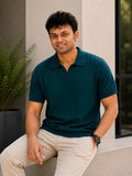 Premium Cotton Textured Knit Polo T-Shirt for Men