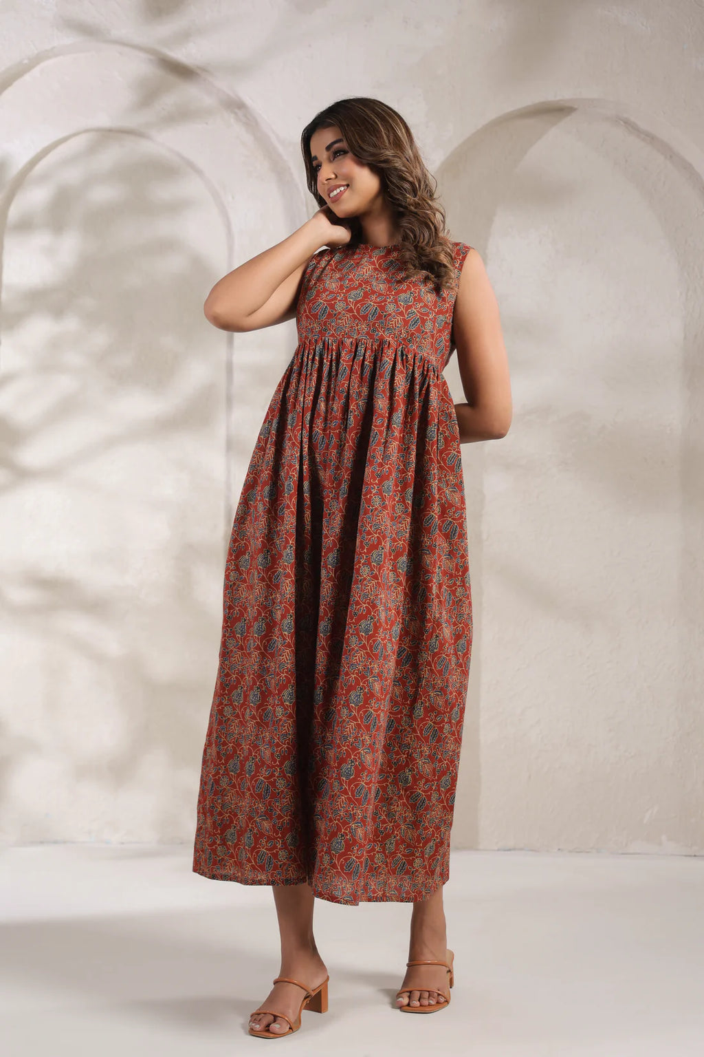 Elegant Red Jal  dress crafted from pure cotton