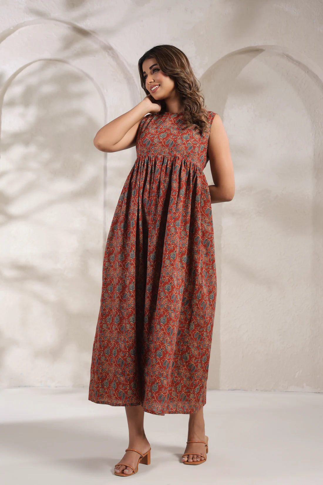 Elegant Red Jal  dress crafted from pure cotton