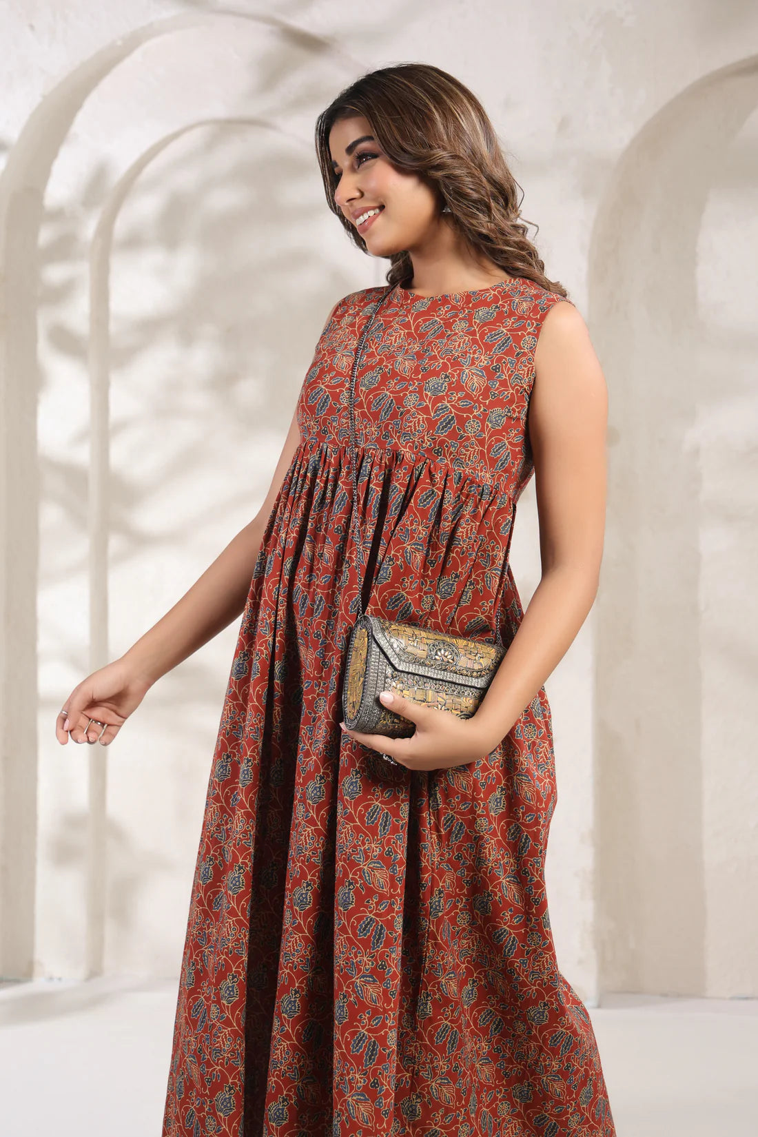 Elegant Red Jal  dress crafted from pure cotton