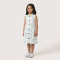 Girls Cotton Printed Dress – Sky Blue Design