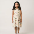 Girls Cream Heart Print Dress – 100% Cotton | Cute Multicolor Design